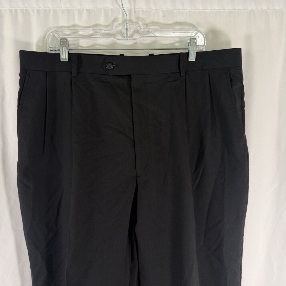 Versini Wool Dress Pants Men's 40 Reg Black Pleated Front Pockets 27.5" Inseam - Picture 2 of 10